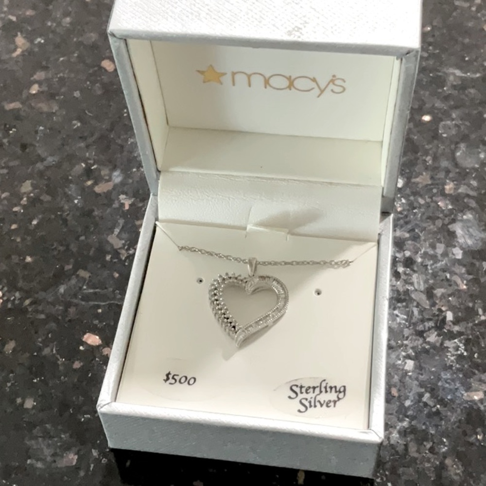 NWT Sterling and Diamond heart necklace.